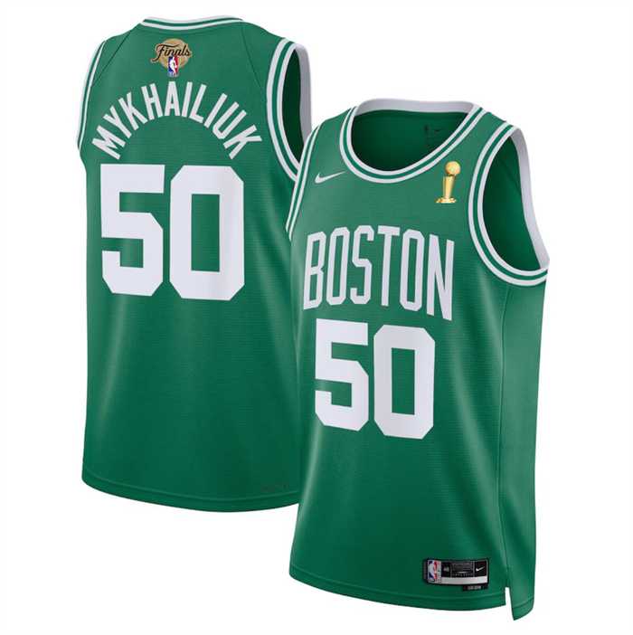 Men%27s Boston Celtics #50 Svi Mykhailiuk Kelly Green 2024 Finals Champions Icon Edition Stitched Basketball Jersey Dzhi->charlotte hornets->NBA Jersey